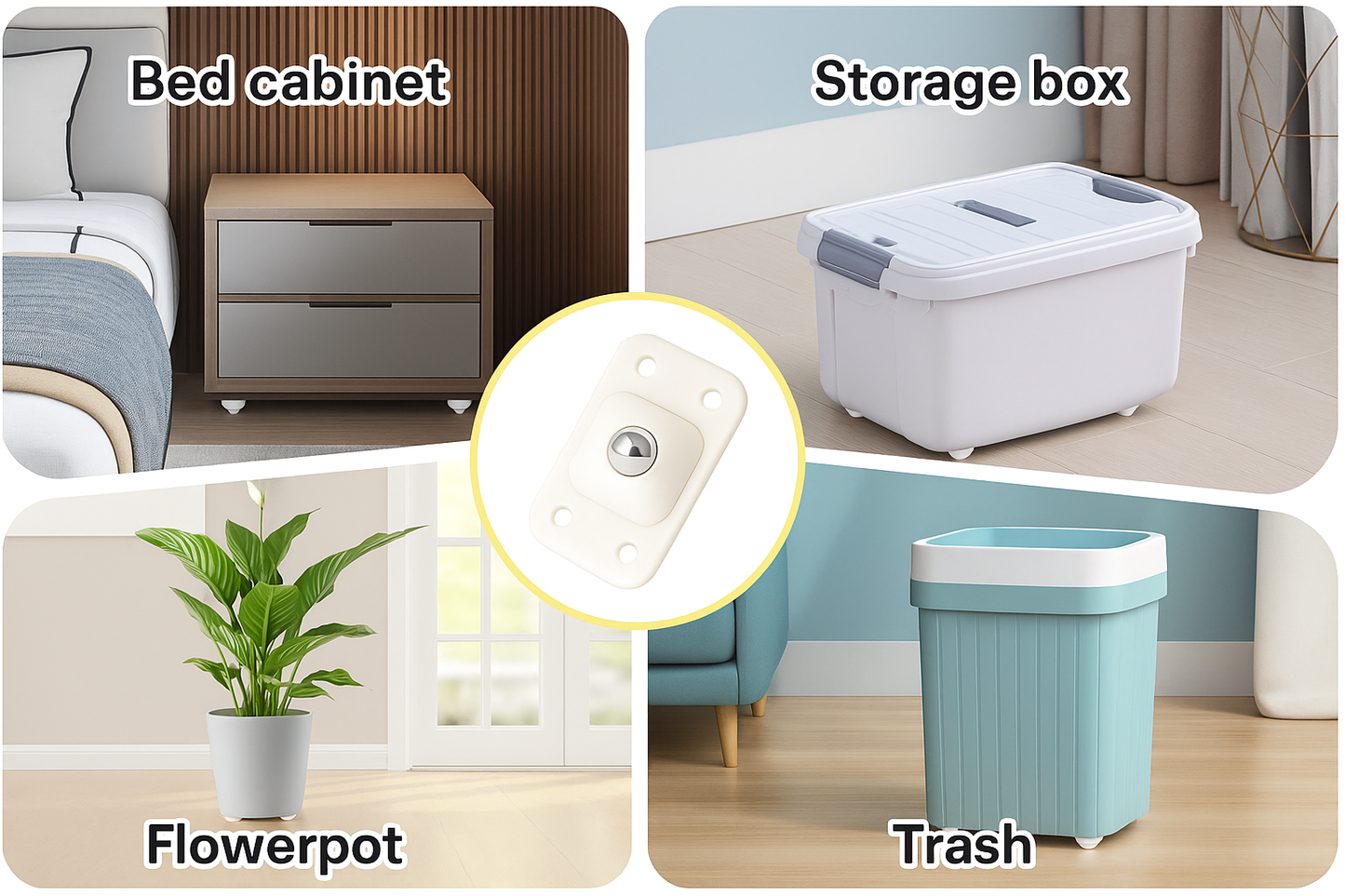 Mini 360° Caster Wheels – 8Pcs Adhesive Rollers