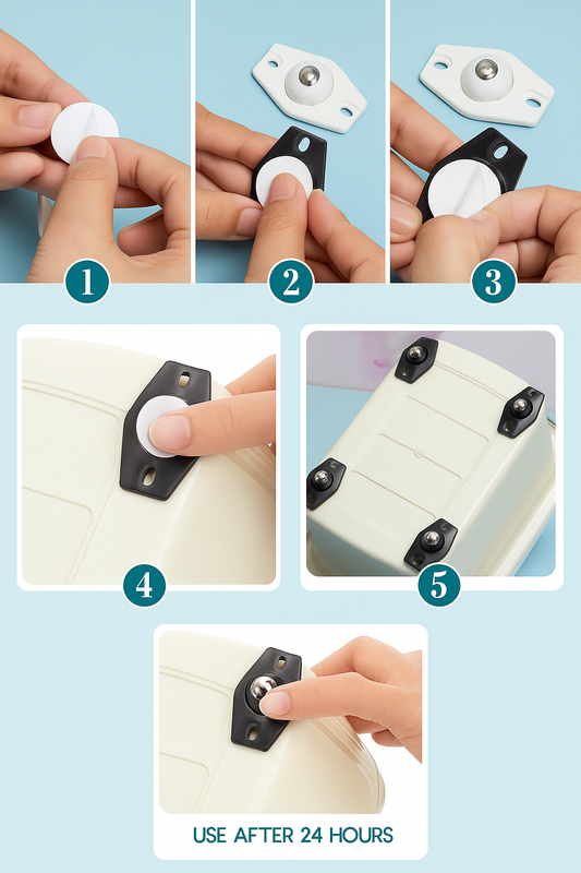 Mini 360° Caster Wheels – 8Pcs Adhesive Rollers