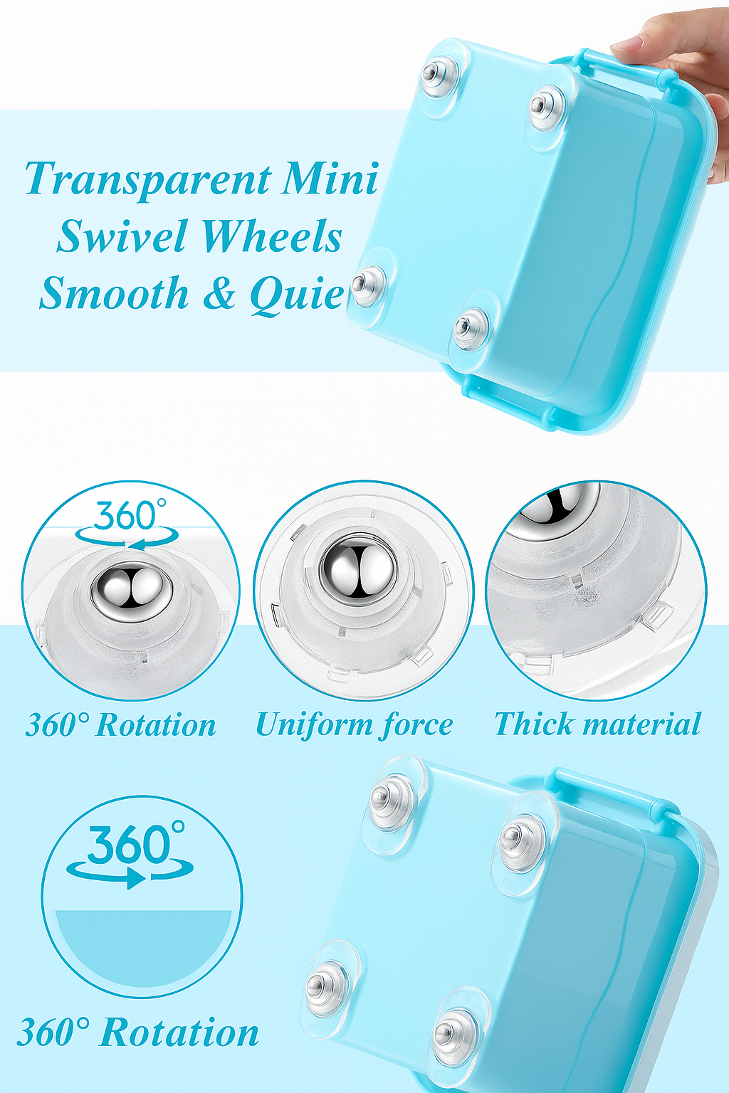 Mini 360° Caster Wheels – 8Pcs Adhesive Rollers
